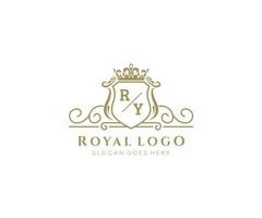 iniziale ry lettera lussuoso marca logo modello, per ristorante, regalità, boutique, bar, Hotel, araldico, gioielleria, moda e altro vettore illustrazione.