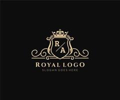 iniziale RA lettera lussuoso marca logo modello, per ristorante, regalità, boutique, bar, Hotel, araldico, gioielleria, moda e altro vettore illustrazione.