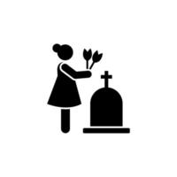 donna morto funerale tristezza fiore vettore icona