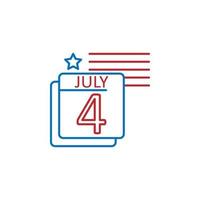 Stati Uniti d'America, 4 ° di luglio, calendario vettore icona