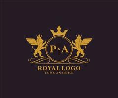 iniziale papà lettera Leone reale lusso stemma araldico logo modello nel vettore arte per ristorante, regalità, boutique, bar, Hotel, araldico, gioielleria, moda e altro vettore illustrazione.