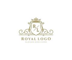 iniziale rl lettera lussuoso marca logo modello, per ristorante, regalità, boutique, bar, Hotel, araldico, gioielleria, moda e altro vettore illustrazione.