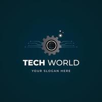 mondo tecnologia logo design vettore modello