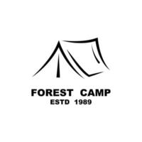 foresta campo logo disegno, all'aperto logo, avventura logo modello vettore