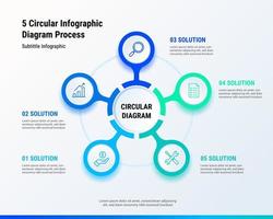 5 circolare Infografica diagramma processi vettore