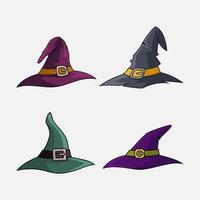 cartone animato strega Halloween festa costume elementi cappello vettore