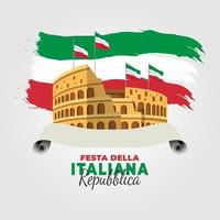 poster del giorno della repubblica d'italia con il colosseo vettore