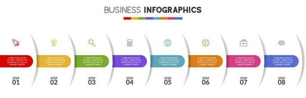 infografica design modello e icone con 8 opzioni o 8 passaggi vettore