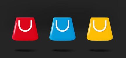 diverso colore shopping Borsa icone collezione. 3d vettore isolato su nero sfondo
