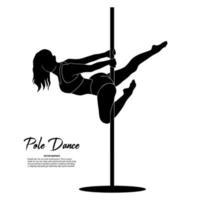 silhouette di giovane donna giocando polo danza. vettore illustrazione