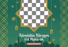 modificabile Ramadan vendita manifesto modello. con mandala ornamenti, lanterne e il silhouette di un' moschea. design per sociale media, striscione, saluto carta e ragnatela. islamico vacanza vettore illustrazione