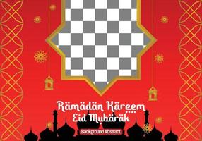 modificabile Ramadan vendita manifesto modello. con mandala ornamenti, lanterne e il silhouette di un' moschea. design per sociale media, striscione, saluto carta e ragnatela. islamico vacanza vettore illustrazione