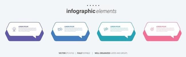 attività commerciale Infografica elemento con 4 opzioni, passi, numero vettore modello design