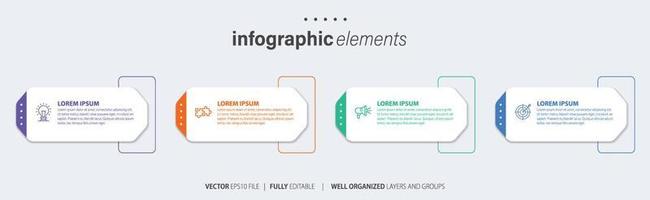 attività commerciale Infografica elemento con 4 opzioni, passi, numero vettore modello design