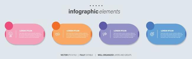 moderno Infografica modello con 4 passi. attività commerciale cerchio modello con opzioni per opuscolo, diagramma, flusso di lavoro, sequenza temporale, ragnatela design. vettore eps 10