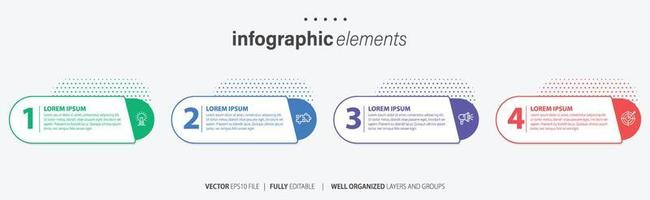 modello di progettazione infografica. concetto di sequenza temporale con 4 passaggi. può essere utilizzato per layout del flusso di lavoro, diagramma, banner, webdesign. illustrazione vettoriale