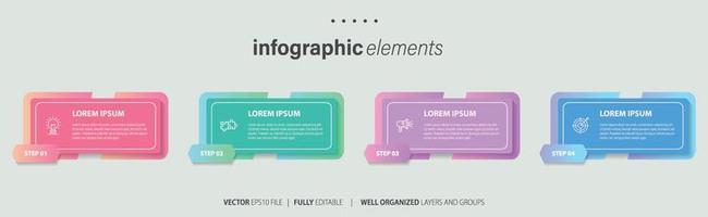 attività commerciale Infografica modello design con numeri 4 opzioni o passi. vettore