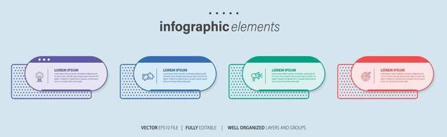 moderno Infografica modello con 4 passi. attività commerciale cerchio modello con opzioni per opuscolo, diagramma, flusso di lavoro, sequenza temporale, ragnatela design. vettore eps 10