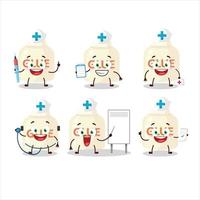 medico professione emoticon con colla cartone animato personaggio vettore