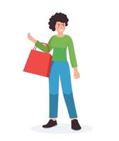 persone acquisti. donna con shopping borse illustrazione vettore
