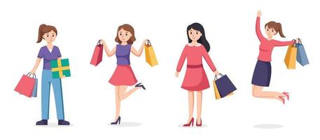 persone acquisti. persone con shopping borse vettore illustrazione