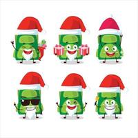 Santa Claus emoticon con verde scuola Borsa cartone animato personaggio vettore