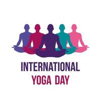 internazionale yoga giorno. yoga corpo postura. gruppo di donna praticante yoga. vettore illustrazione design