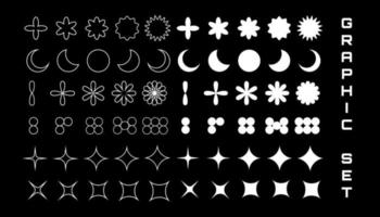 collezione di vettore y2k grafico elementi, stelle, Luna, astratto forme.