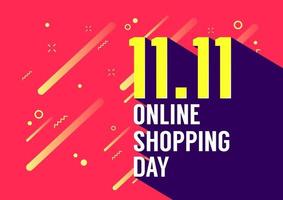 11.11 progettazione di poster o volantini per la giornata dello shopping online. vendita online del giorno dello shopping globale. vettore