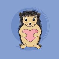 simpatico headgehog che tiene un cuore clipart vettore