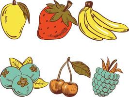 frutta e frutti di bosco impostare. mano disegnato vettore illustrazione nel schizzo stile.