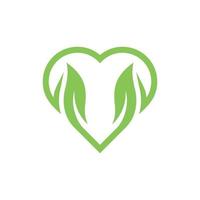 amore con foglia verde natura creativo logo vettore