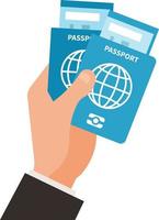 vettore Immagine di un' mano Tenere passaporti e Biglietti