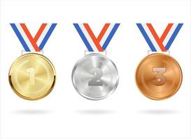 collezione di oro argento e bronzo vincitore premio medaglie vettore