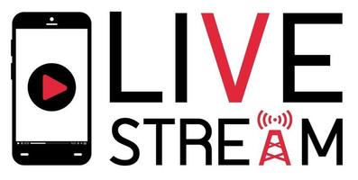 smartphone mobile broadcast live streaming logo vettoriale
