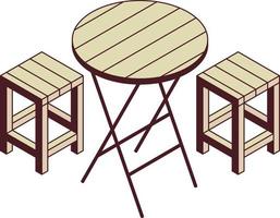 di legno tavolo e sedie icona al di sopra di bianca sfondo colorato design vettore illustrazione