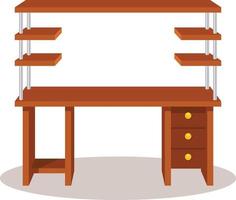 vettore Immagine di di legno scrivania con parecchi scaffali