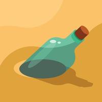 vettore Immagine di un' bottiglia nel il spiaggia sabbia