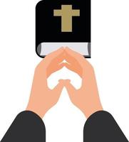 vettore Immagine di preghiere mani e religioso libro