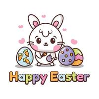 carino coniglietto è pittura uova per Pasqua vettore