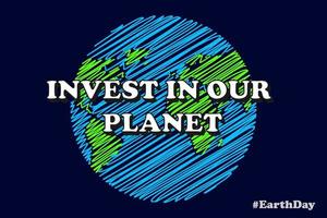contento terra giorno 22 aprile concetto manifesto, striscione. 2023 campagna tema - investire nel nostro pianeta, vettore illustrazione
