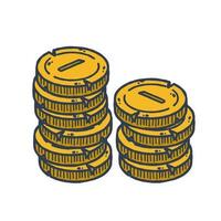pila di oro monete. schema cartone animato icona di i soldi e tesoro. concetto di guadagni e ricchezza. vettore