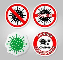 segnale di avvertimento, attenzione focolaio di coronavirus covid 19 vettore