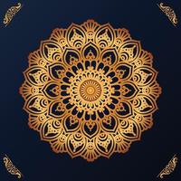 lusso mandala design con d'oro ornamenti su nero sfondo titolo per islamico design vettore