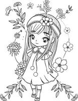 Principessa cartone animato scarabocchio kawaii anime colorazione pagina carino illustrazione disegno clip arte personaggio chibi manga comico vettore