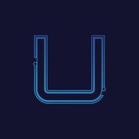 lettera u Tech logo design vettore