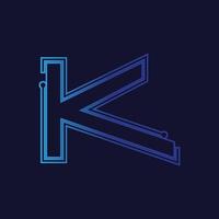 lettera K Tech logo design vettore