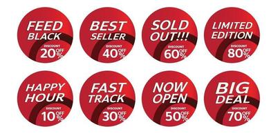 progettazione di tag di promozione banner rosso per il marketing vettore