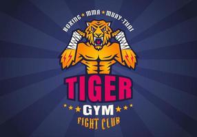 vettore retrò sport logo di tigre combattente per combattimento club.