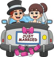 nozze auto sposa sposo appena sposato clipart vettore